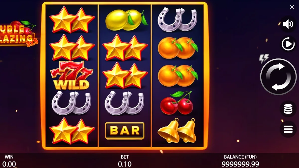 Interface visual e símbolos flamejantes do slot 3x5 Double Blazing